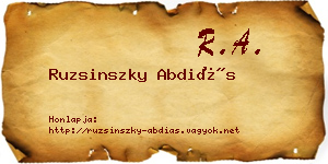 Ruzsinszky Abdiás névjegykártya